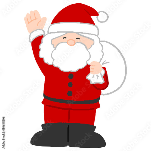 片手を上げているサンタクロース