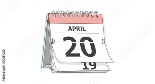 Stylized calendar flipping from April 19th to April 20th symbolizing a date or event change