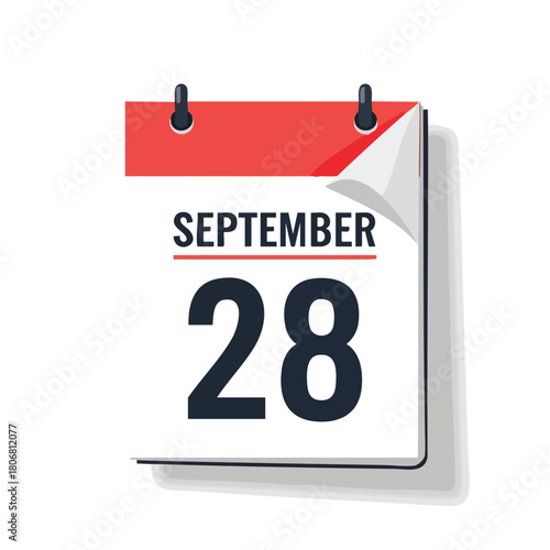 September 28th Calendar Page Displaying a Specific Date and Month for Reminders  Appointments and Occurrences