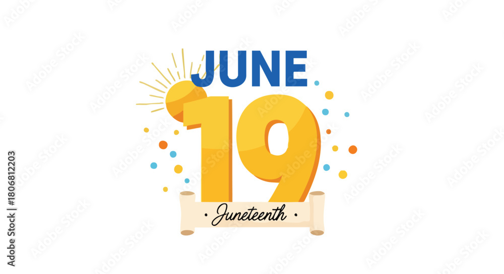 Obraz premium Vibrant Juneteenth Graphic Celebrating Freedom and Emancipation with Festive Elements of Joy and Unity