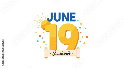 Vibrant Juneteenth Graphic Celebrating Freedom and Emancipation with Festive Elements of Joy and Unity