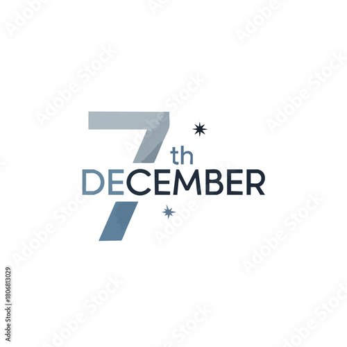 Geometric '7th December' Date Display in Subdued Blues and Grays for Festive Event Announcement