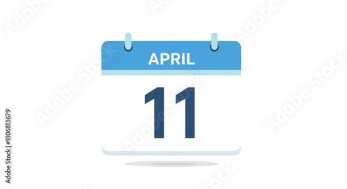 Flat vector graphic of an April 11th calendar page indicating a specific date meeting reminder