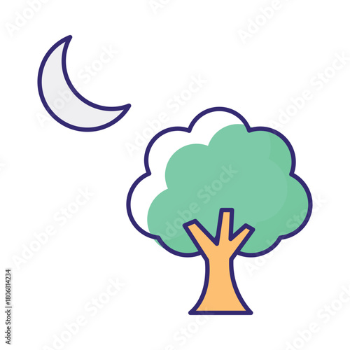Night Tree Vector icon which can easily modify or edit