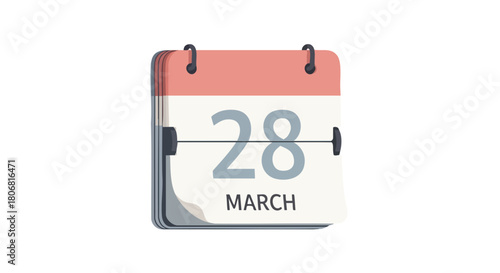 Retro Flip Calendar Displaying Twenty-Eighth of March Representing Deadline, Event or Important Date in Pastel Color Palette