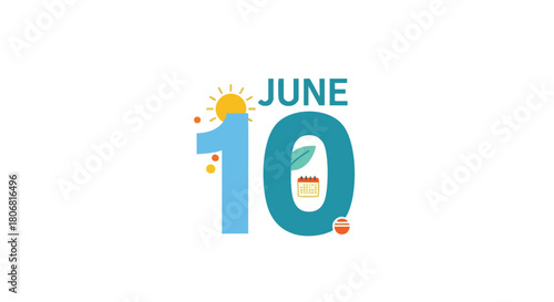 Whimsical June Tenth Graphic Displaying Holiday and Celebratory Occasions