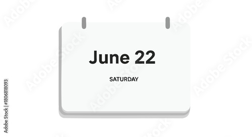Illustration of calendar showing June 22nd, useful for schedule reminder concept