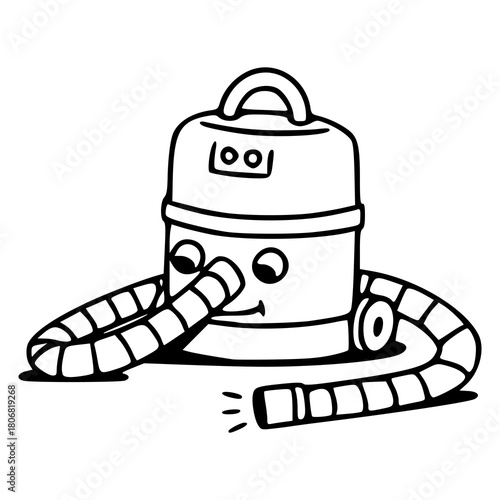 cute cartoon vacuum cleaner character line art vector