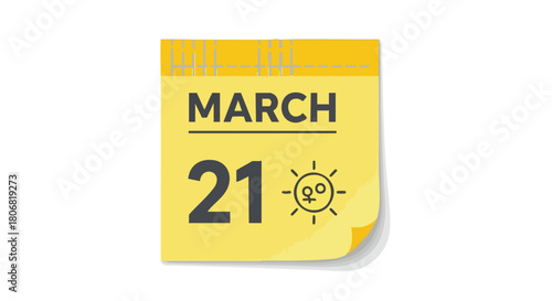 Yellow desk calendar page marked march 21st, celebrating international day for the elimination of racial discrimination date icon 2024