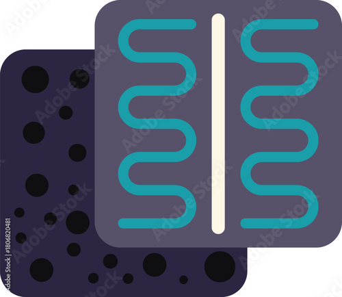 Underfloor heating system installing on the concrete floor, using modern technologies for home renovation