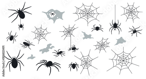 Spider and web silhouettes: halloween themed creepy crawlers collection