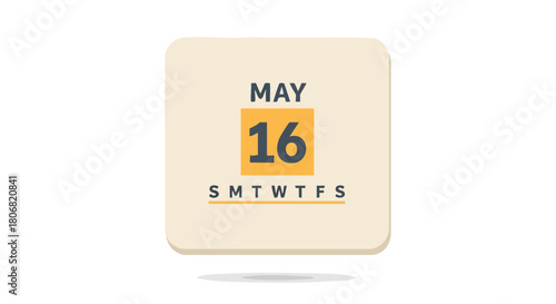 Stylized May 16th Calendar Icon: A Digital Reminder for Planners and Organizers