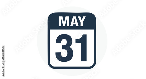 Minimalist Representation of May 31st on a Calendar Page with Rounded Design and Dark Blue Accents