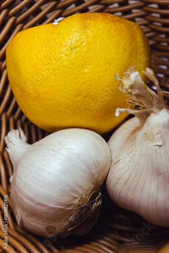 Onions and lemons in a basket