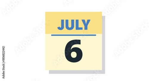 Stylized illustration depicting July 6th on a calendar, highlighting a specific date within the summer month using a flat design aesthetic