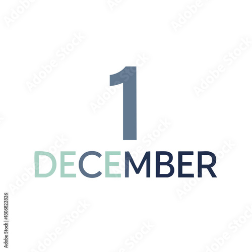 December First Minimalist Design: A Modern Illustration with Blue Tones for Calendar Reminders