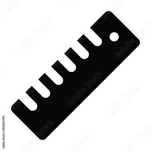 Solid black silhouette of a ruler tool, suitable for math visuals, classroom materials, and education graphics.