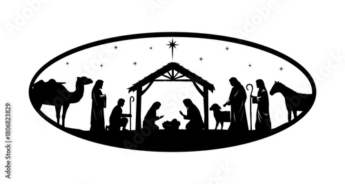 Nativity Scene Silhouette Illustration