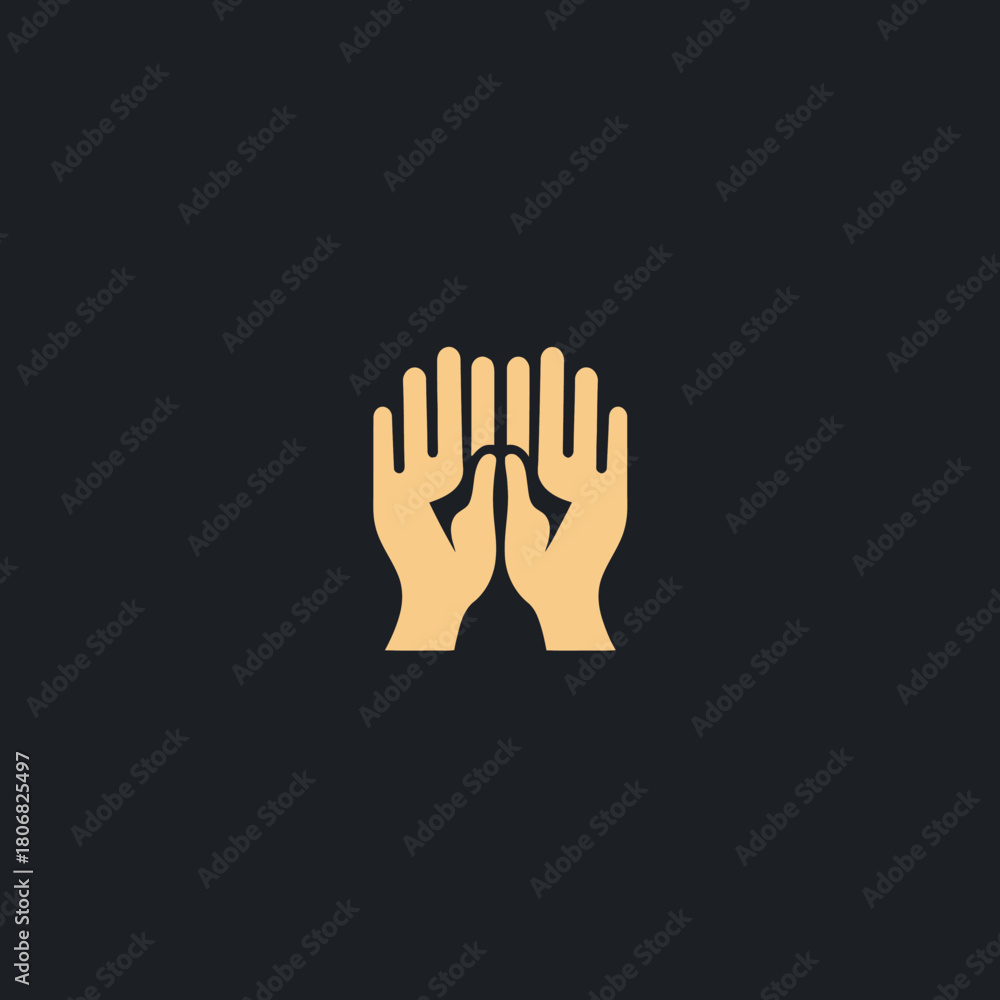 Obraz premium A minimalist icon showing two hands raised together in a gesture of prayer or supplication.