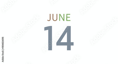 Minimalist visual display representing the fourteenth day of June in a clean and modern artistic style