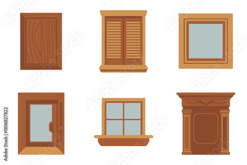 set of wooden windows