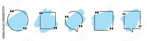 Quote box frame set. Speech bubble quote text icon collection. Blank template design boxes for blog quotes symbols and messaging on transparent background