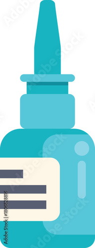 Nasal spray bottle relieving symptoms of colds and flu, isolated on white background