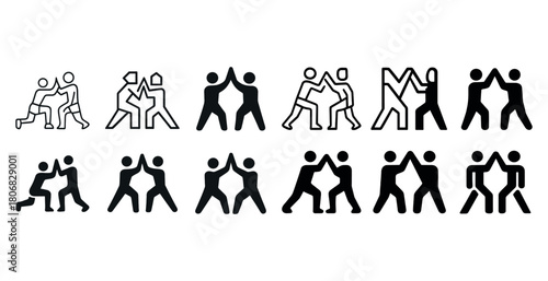 Minimalist icons depicting people in various dance and interaction poses