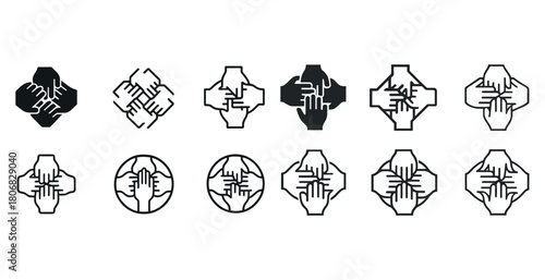 Unity and collaboration icons in various styles