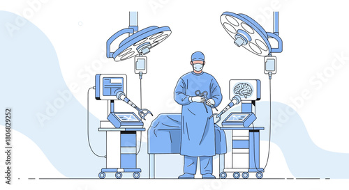 Modern robotic surgery illustration showcasing precision and technological innovation in healthcare
