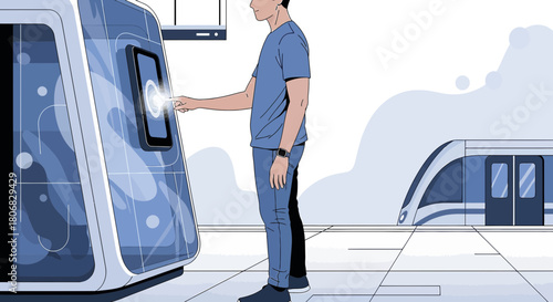 Modern transportation system interactive interface with touch screen user experience design