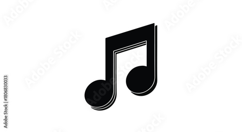 Bold black musical note symbol on a clean white background