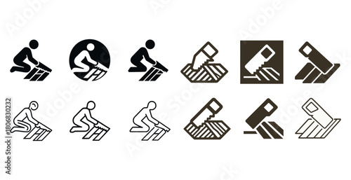 Roofing icon collection: simple and modern designs of roofing activities and tools