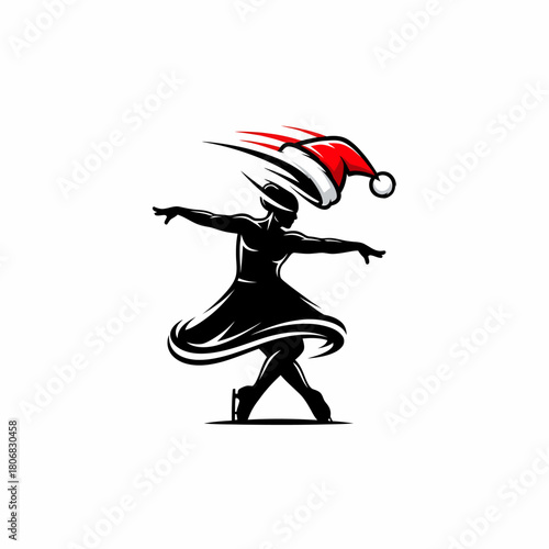Vector illustration of dancer celebrating christmas with santa hat