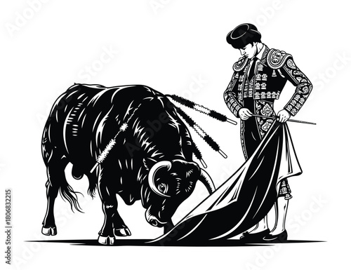 Bullfighting illustration vector art matador and bullfight graphic design eps silhouette