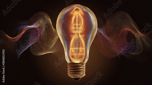 Light Bulb with Wavy Lines