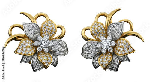 Luxury Diamond Flower Earrings Jewelry Design for Elegant Fashion Website Showcase