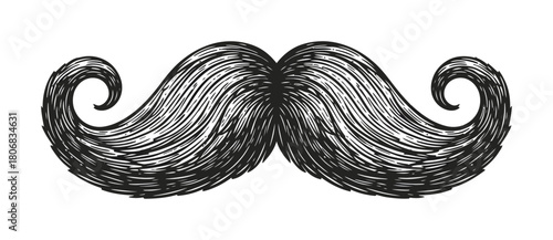Vintage mustache illustration retro facial hair drawing black and white eps silhouette