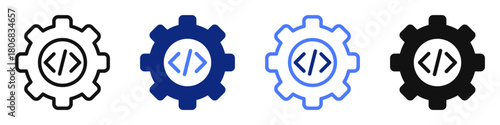 Vector icon or logo related to programming and development, computer engineering, maintenance and support. Symbol for website or app UI, logo design, illustration