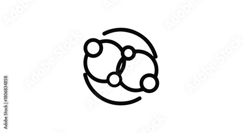 Abstract symbol representing connection and networks within a circular frame.