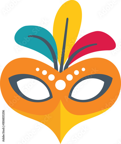 Vibrant carnival mask with colorful feathers is bringing the festive spirit of mardi gras