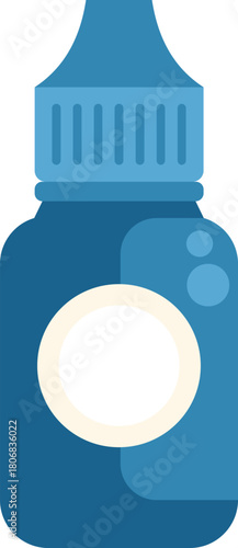 Blue dropper bottle with blank label for branding mockup presenting medical product