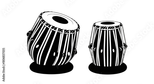 Black and White Tabla Drums Icon for Indian Music Education Website Design Promotion