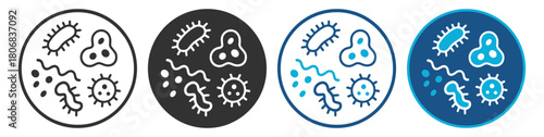 Bacteria and microbe medical icon set with pathogen and virus elements on transparent background