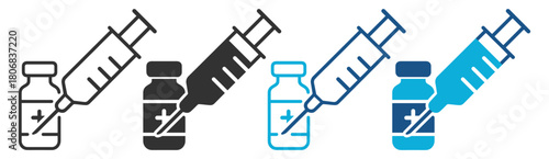 Vaccine syringe and vial medical injection concept on transparent background