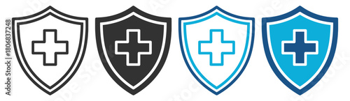 Medical shield health protect cross symbol on transparent background