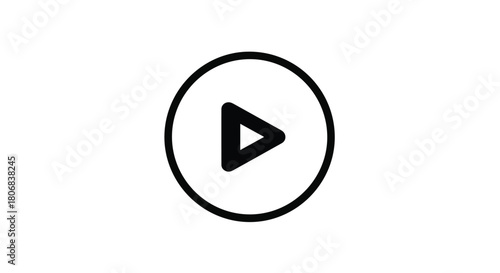 Simple black play button icon on a white background, representing media playback and action