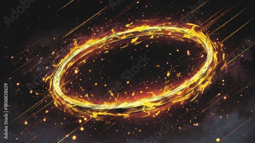 Fiery Ring and Streaks of Light