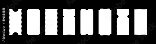 Admit one tickets mockup. Empty flat templates. Pattern of ticket for circus, theater, cinema, casino, festival, club. Boarding simple blanks, lottery.Sale minimalist coupons.Blanks backgrounds layout