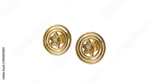 Elegant Gold Flower Stud Earrings Perfect for Luxury Jewelry Website Product Display or Gift Guide